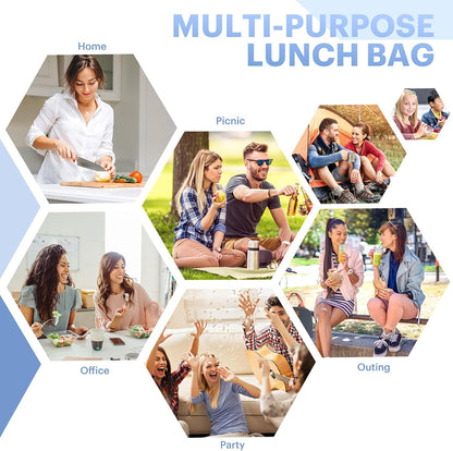 Lunch Bag for Women & Men Adult Insulated Lunch Box, Small Leakproof Cooler Food Lunch Containers Reusable High Capacity Lunch Tote Bags for Work, Travel, Outdoor