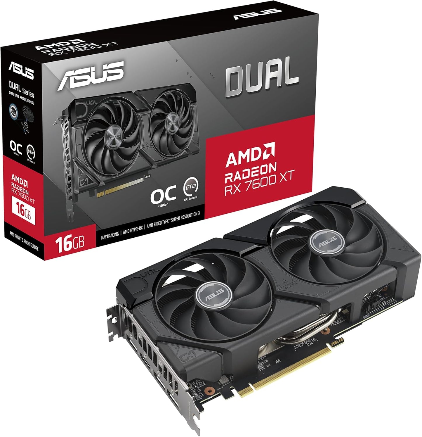 ASUS Prime Radeon™ RX 9060 XT 16GB GDDR6 OC Edition Graphics Card (PCIe 5.0, HDMI/DP 2.1, 2.5-Slot Design, axial-tech Fans, Dual Ball Fan Bearings, Dual BIOS, ASUS GPU Guard)