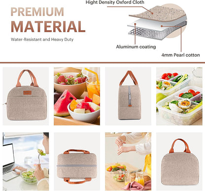 Lunch Bag for Women & Men Adult Insulated Lunch Box, Small Leakproof Cooler Food Lunch Containers Reusable High Capacity Lunch Tote Bags for Work, Travel, Outdoor
