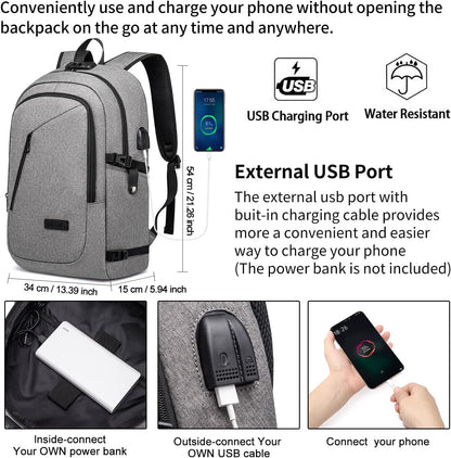 Laptop Backpack,Anti Theft Business Travel Backpack for Men Women Work Bag Slim Laptop Bag with USB Charging Port Lock,Durable Water Resistant Computer Bag Fits 15.6 Inch Laptop Notebook,Black