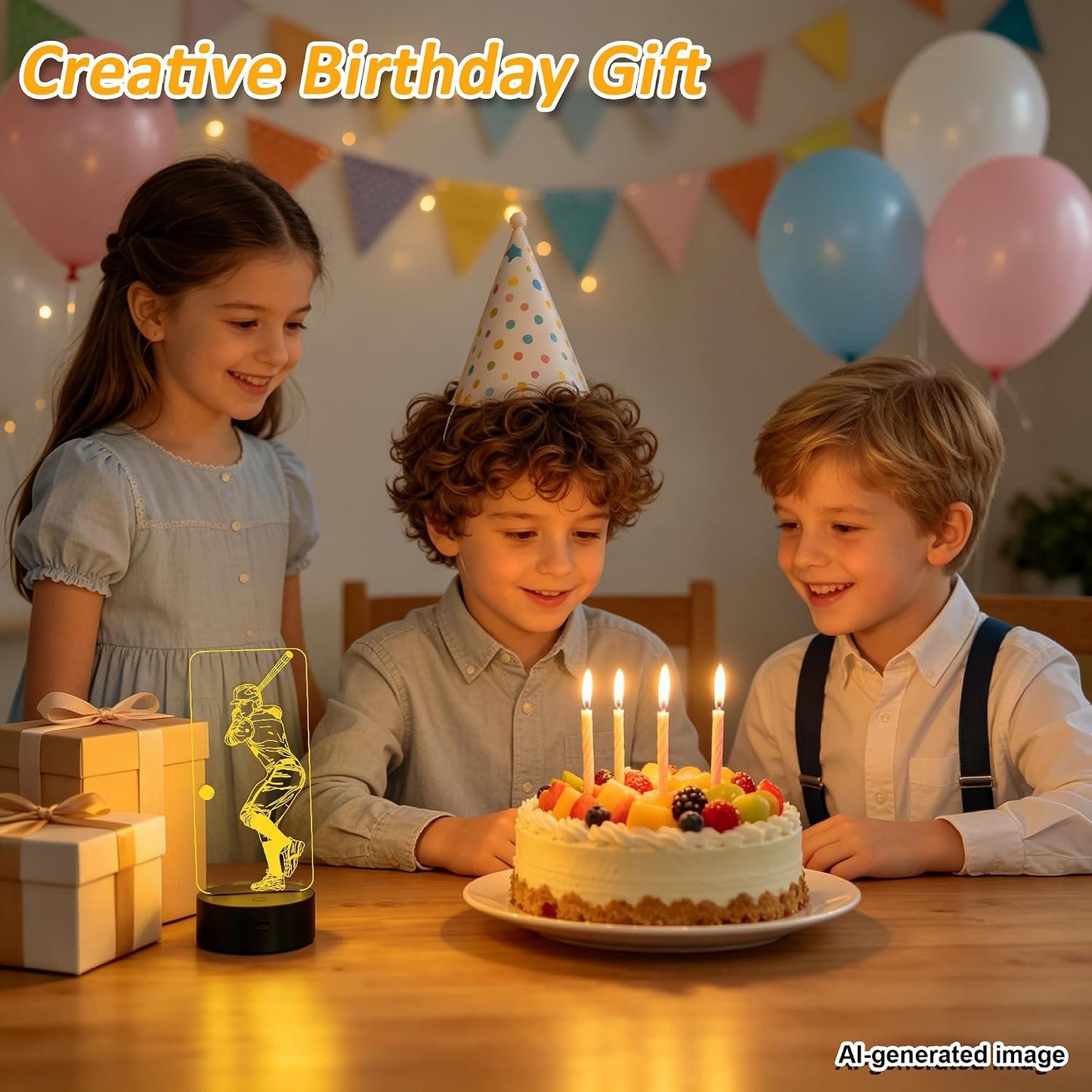 Baseball 3D Night Light, FULLOSUN Illusion Optical Bedside Lamp with Remote Control 16 Colors Changing, LED Cool Novelty Birthday Gift for Boy Kid Outdoor Sports Lover Collection Present