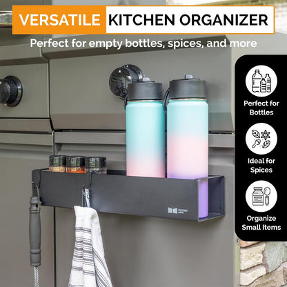 Magnetic Metal Bottle & Spice Organizer | Holds Bottles, Cups, Spice Jars | Ideal for Kitchen Cabinets & Refrigerators | Pink, Large