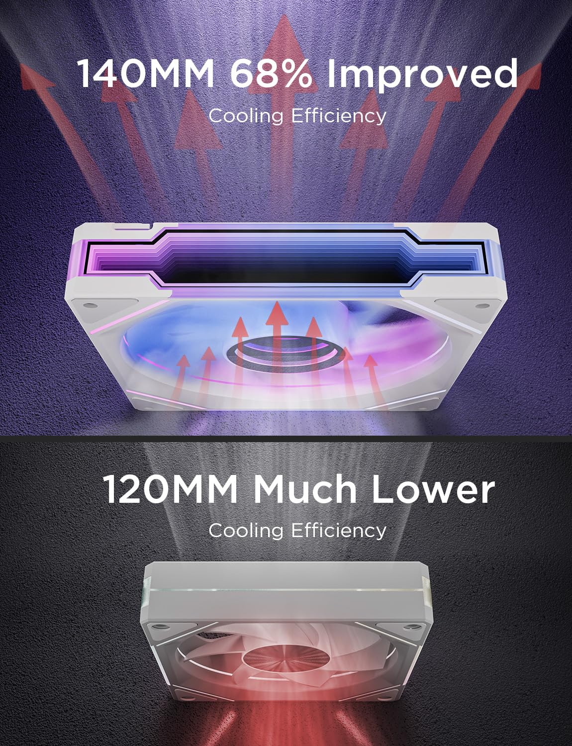 AsiaHorse AMICI-5GT RGB PC Fans, Infinity Mirror ARGB Fans HDB Bearing Fan Speeds Up to 1800 RPM with 24 LED Lights, Forward Blade Fan Compatible Motherboard Aura SYNC (Reverse Blade, 3_Pack_Black)