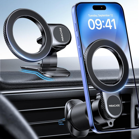 Miracase for MagSafe Car Mount【Won’t Block Vent &20 Strongest Magnets】 Magnetic Phone Holder for Car Phone Holder Mount Dash for Car Accessories for Women Men