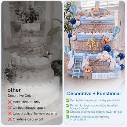 Sosation Baby Shower Empty Gift Basket Set Kit for Baby Diaper Cake