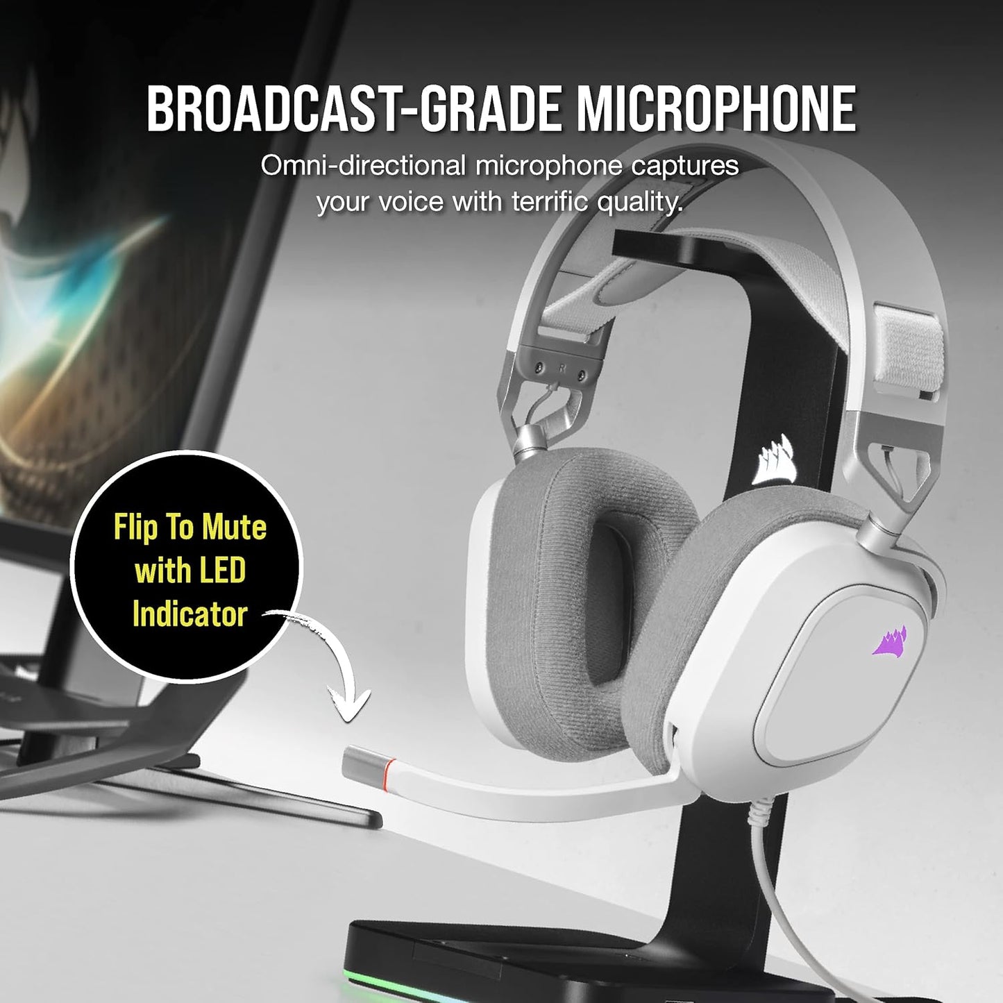 Corsair HS80 RGB USB Premium Gaming Headset with Dolby Audio 7.1 Surround Sound (Broadcast-Grade Omni-Directional Microphone, Memory Foam Earpads, High-Fidelity Sound, Durable Construction) Carbon