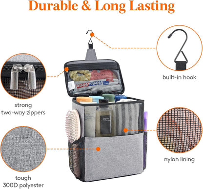 Lifewit Shower Bag Mesh Shower Caddy Portable College Dorm Room Essentials Tote Bag for Bathroom, Gym, Travel, Camping Quick Dry Hanging Shower Organizer Basket Toiletry Bag, Medium, Black