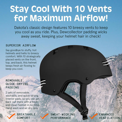 Retrospec Dakota Bicycle/Skateboard Helmet for Adults - Commuter, Bike, Skate, Scooter, Longboard & Incline Skating - Impact Resistant & Premium Ventilation
