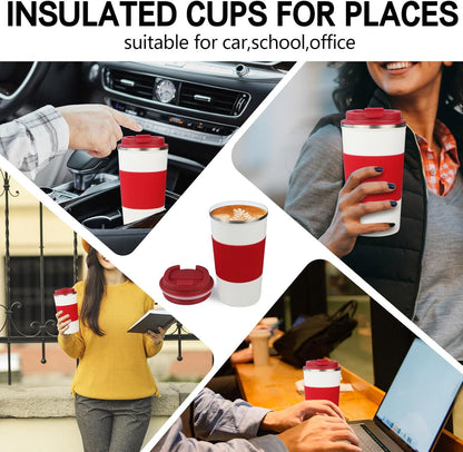 18oz Mug with Ceramic Coating Inside, Insulated Coffee Mug with Lid, Leak Proof Coffee Travel Mug, Travel Coffee Mug Fits in Car Cup Holder