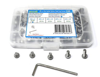 iexcell 50 Pcs M6 x 20mm Thread Pitch 1 mm Stainless Steel 304 Hex Socket Button Head Cap Screws Bolts Kit
