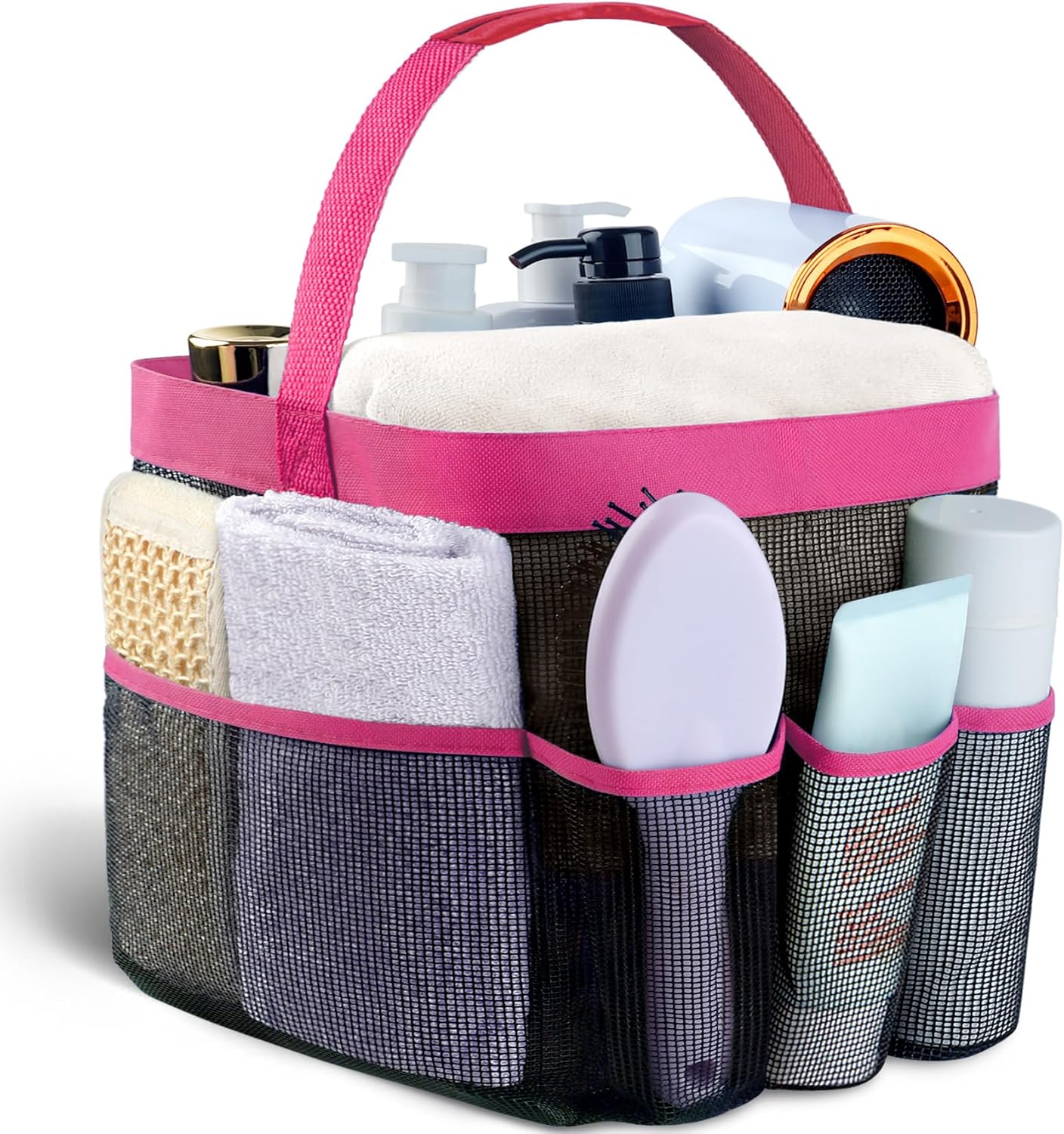 Attmu Mesh Shower Caddy Portable for College Dorm Room Essentials with 8 Pockets, Hanging Shower Caddy Basket Tote Bag Toiletry Accessories for Bathroom