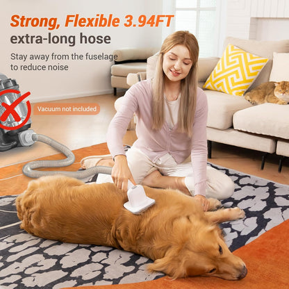 Afloia Dog Brush Vacuum Attachment, Cat Brush, Pet brush Innovative Pet Grooming kit, 1-1.5'' Hoses Diameter Universal Adapter Compatible with Most Round Vacuum Cleaners like Bissell, Eureka etc.…