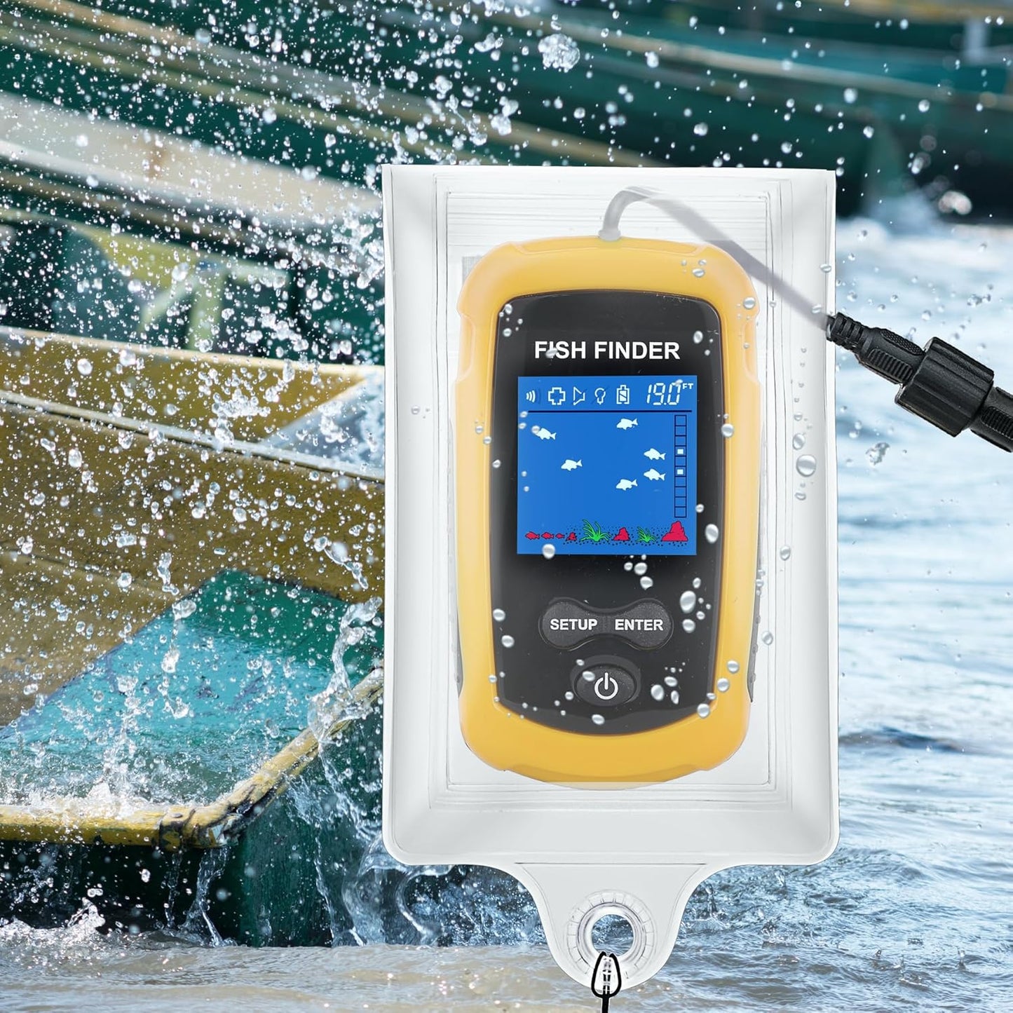 Venterior Water Resistant Bag Case for Portable Fish Finder Display Host (Black)