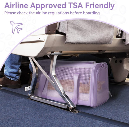 Petsfit Pet Carrier Airline Approved, Soft-Sided Cat Carrier with Patented Car Buckle, Lightweight and Collapsible with Adjustable Shoulder Strap, Soft Cushion,Green