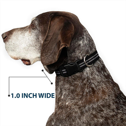 Buckle-Down PC-W21909-M Dog Collar Plastic Clip Buckle, 1"x11"-17", Star Black/White