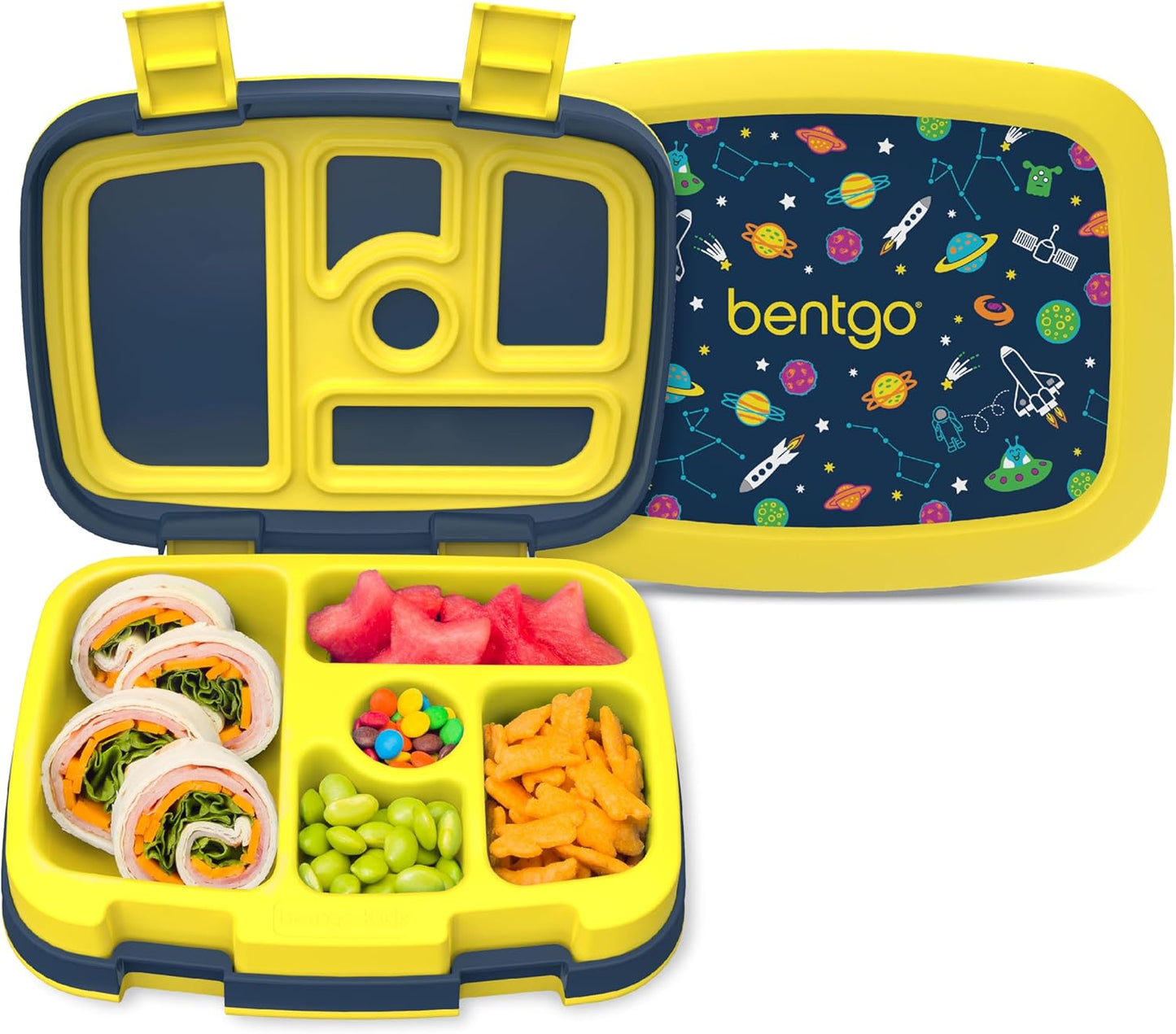 Bentgo Kids Prints (Unicorn) - Leak-Proof, 5-Compartment Bento-Style Kids Lunch Box - Ideal Portion Sizes for Ages 3 to 7 - BPA-Free and Food-Safe Materials