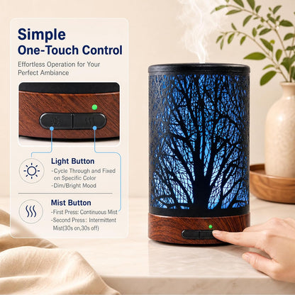 EQUSUPRO Essential Oil Diffuser 150ml Black Metal Aromatherapy Oil Diffuser Ultrasonic Cool Mist Diffuser with Auto Shut-Off Protection,7 Colors Changed LED for Home Office SPA Yoga