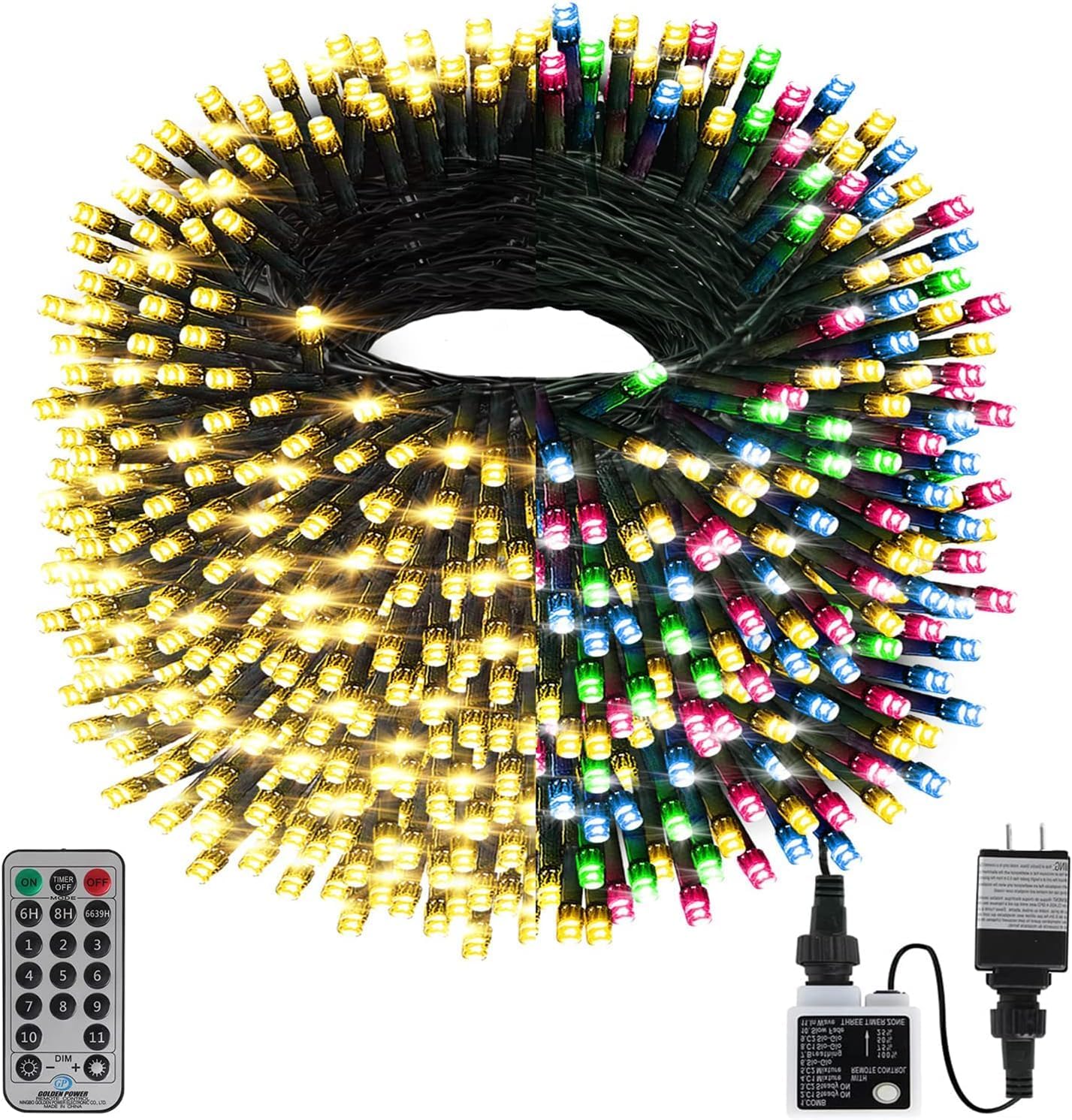 Haili Halloween Lights Outdoor, 105 FT 300 LED Halloween String Lights with Memory Function, Plug in 8 Mode String Lights for Halloween,Christmas,Party, Patio, House Decoration (Purple Orange)