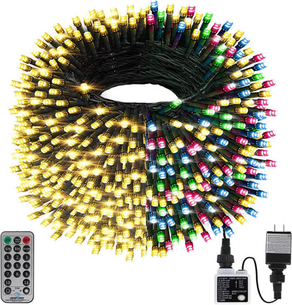 Haili Halloween Lights Outdoor, 105 FT 300 LED Halloween String Lights with Memory Function, Plug in 8 Mode String Lights for Halloween,Christmas,Party, Patio, House Decoration (Purple Orange)