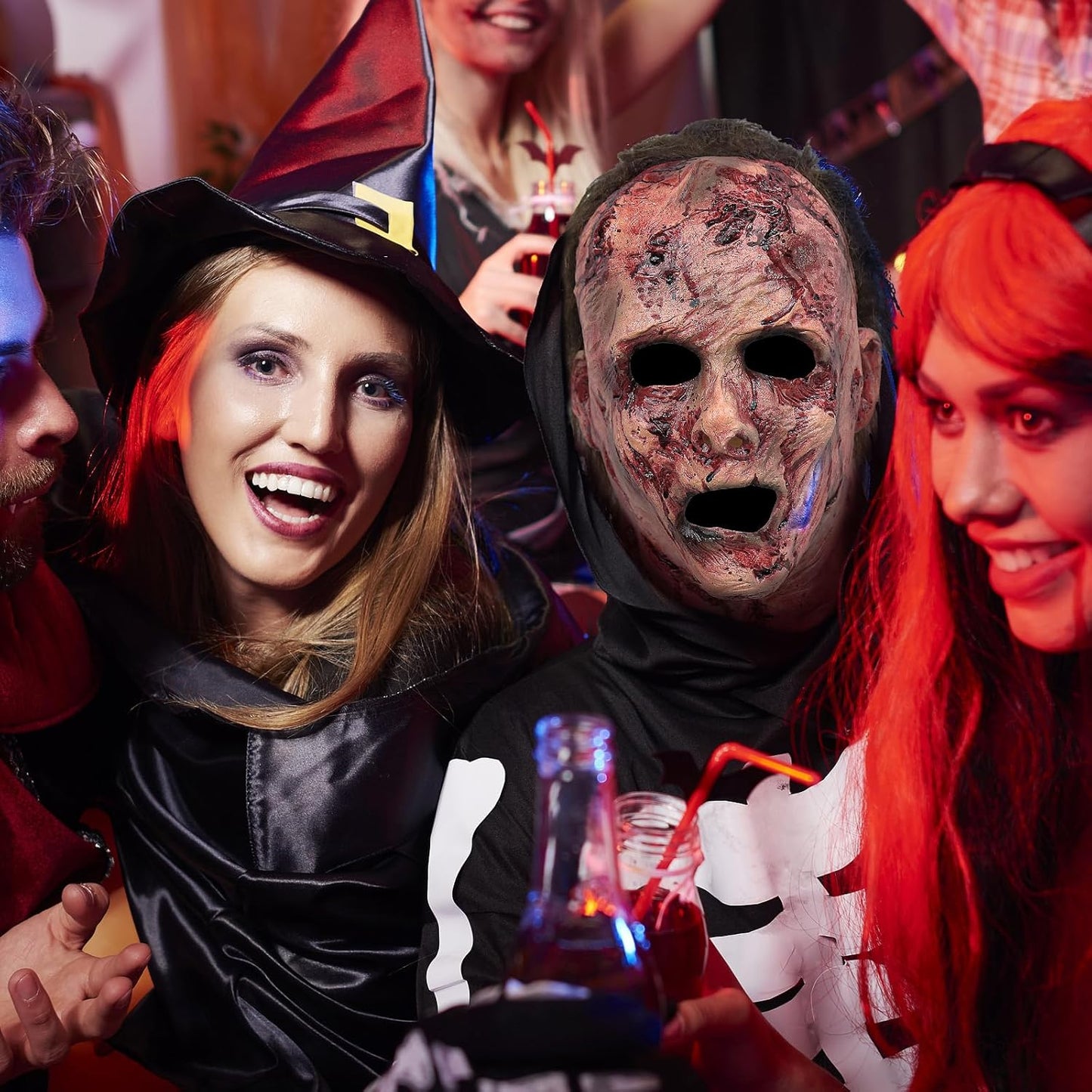 Puppyhao Halloween Scary Mask Realistic Zombie Human Face Mask with Hair for Adults Cosplay Party Latex Props