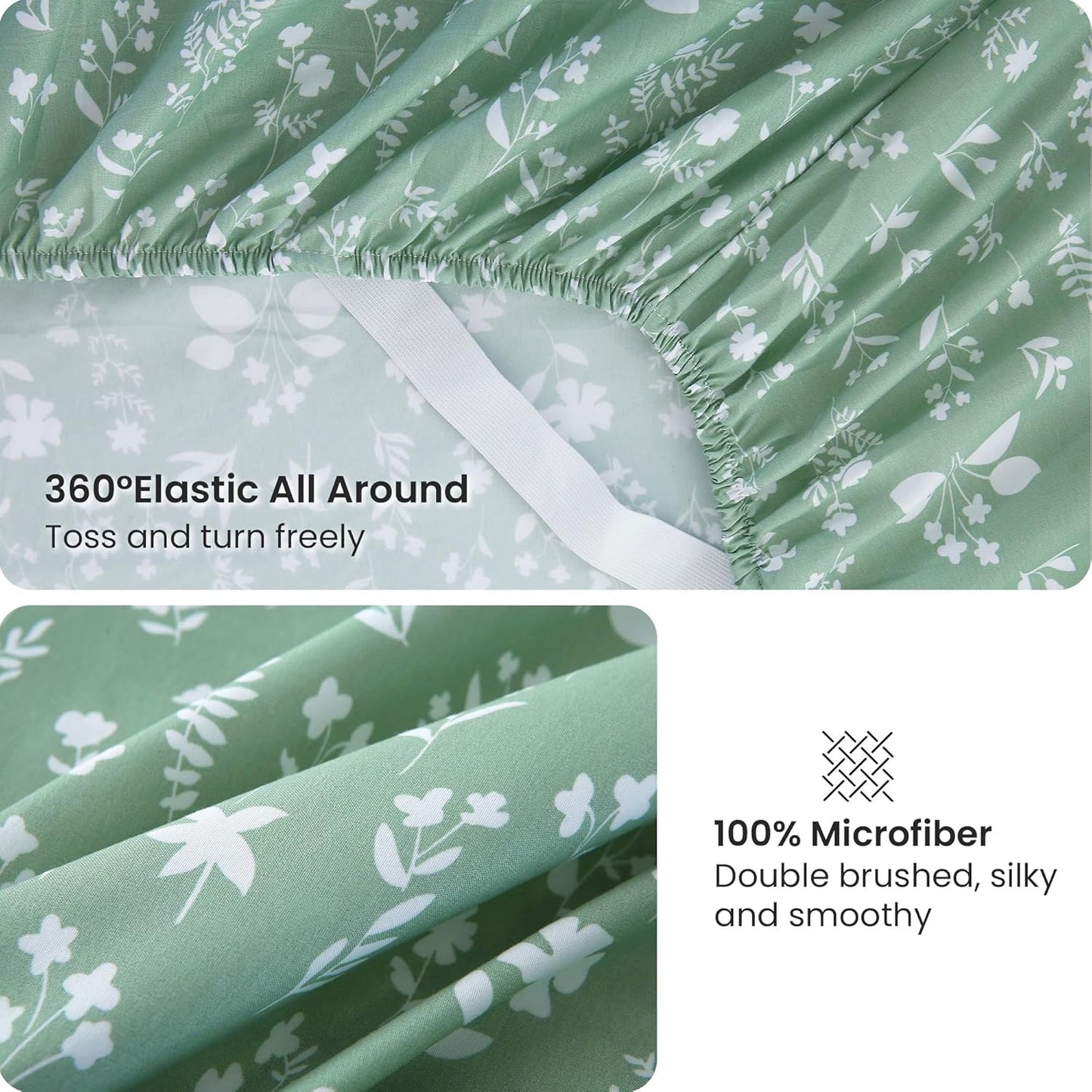 Viviland Floral Queen Sheet Set - 4 Piece Vintage Pink & Yellow Flower Patterned Bed Sheets - Soft, Breathable Microfiber Sheets with Deep Pocket, Non-Slip Fitted Sheets & Pillowcases