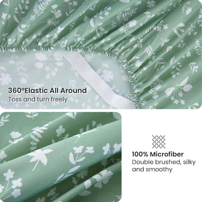 Viviland Floral Queen Sheet Set - 4 Piece Vintage Pink & Yellow Flower Patterned Bed Sheets - Soft, Breathable Microfiber Sheets with Deep Pocket, Non-Slip Fitted Sheets & Pillowcases