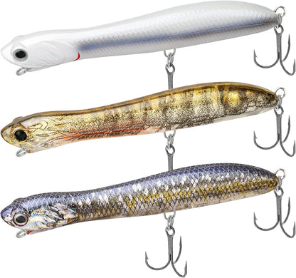 TRUSCEND PoPobait with BKK Hooks, Top Water Plopper Fishing Lures for Bass Walleye Pike Catfish Musky Perch, Floating Lure for Freshwater or Saltwater, Amazing Teasers Fishing Gifts for Family Fishing