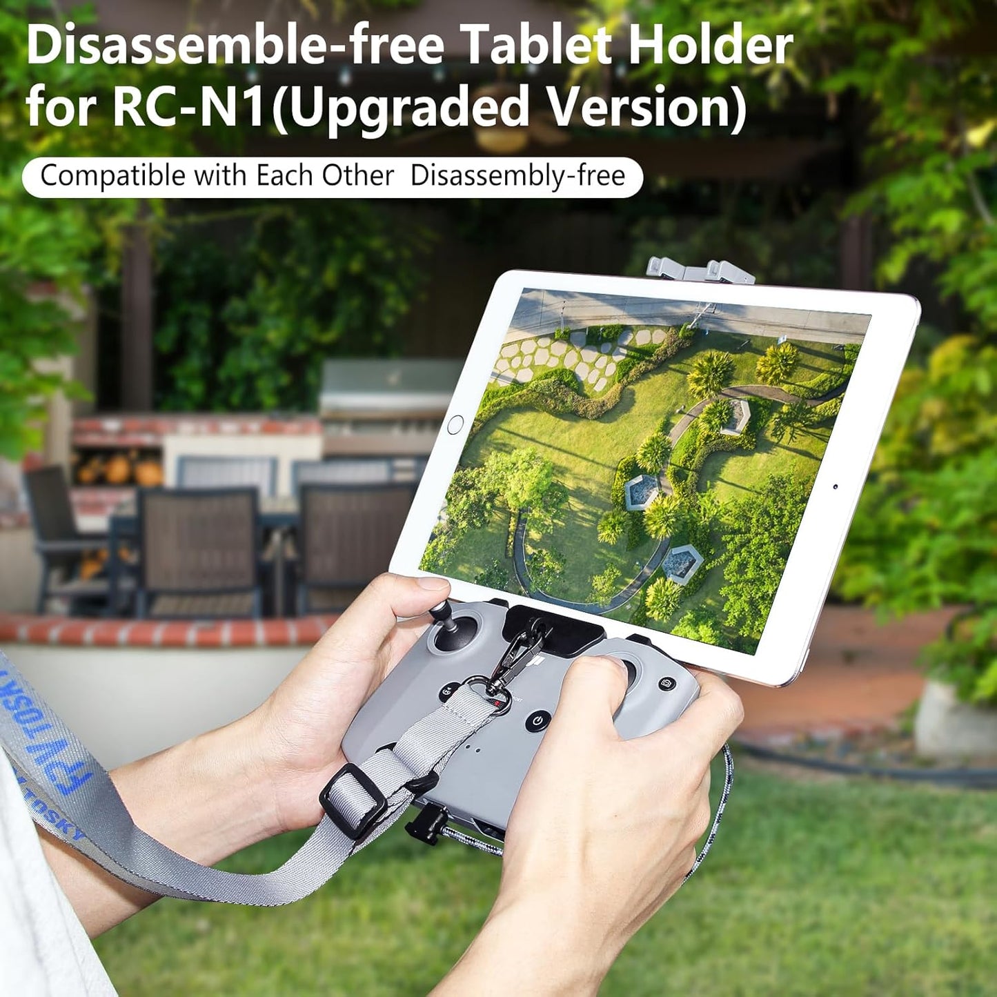 No Disassembly Tablet Holder for DJI Mini 5/4/ 3 Pro/Flip/Neo/Mini 4K/ 2 SE/Air 3, 7-12 Inch Foldable iPad Mount Holder Pack of Lanyard and 2 Cables, Fits DJI RC-N1/RC-N2/RC-N3 Accessories