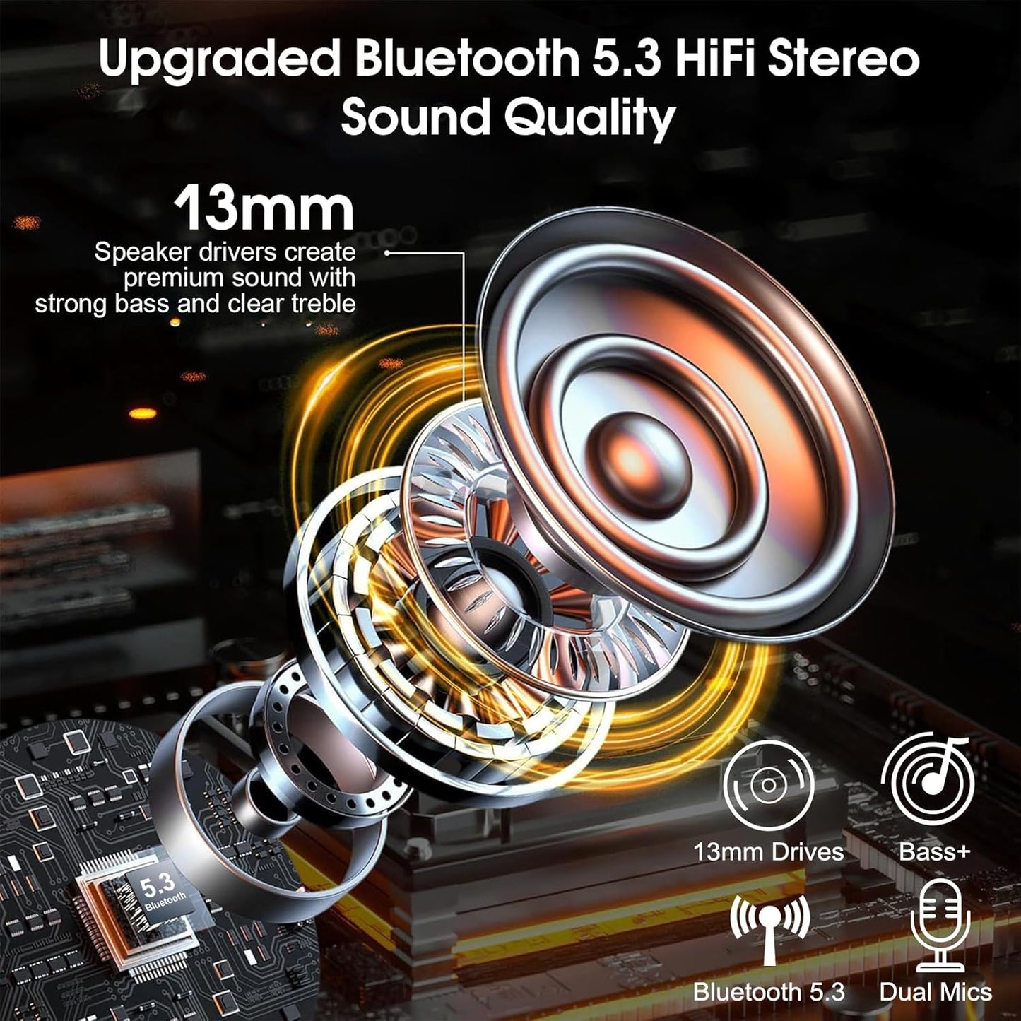 Atheewon Bluetooth Headset V5.3, Bluetooth Earpiece with ENC Noise Canceling Mic, 120Hrs Talk Wireless Headset with LED Display, IP7 Waterproof for Trucker