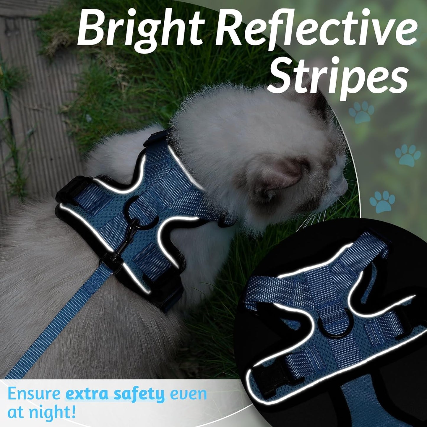 rabbitgoo Cat Harness and Leash for Walking, Escape Proof Soft Adjustable Vest Harnesses for Small Medium Cats, Easy Control Breathable Reflective Strips Jacket, XS, Black
