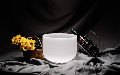 TOPFUND F Note Crystal Singing Bowl Heart Chakra 8 inch with Heavy Duty Carrying Case and Suede Striker