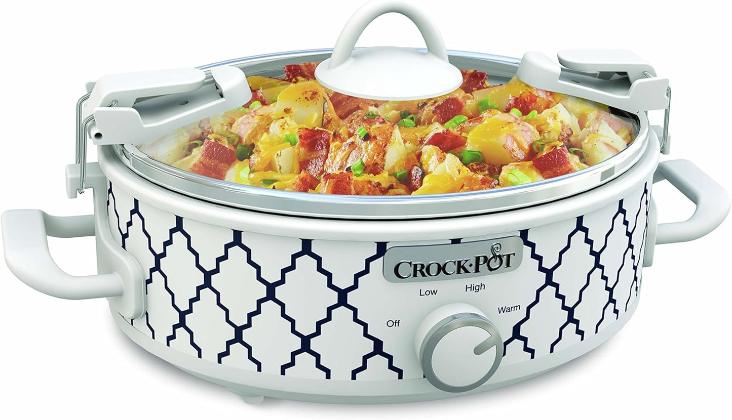 Crockpot 2.5-Quart Mini Casserole Crock Slow Cooker, White/Blue