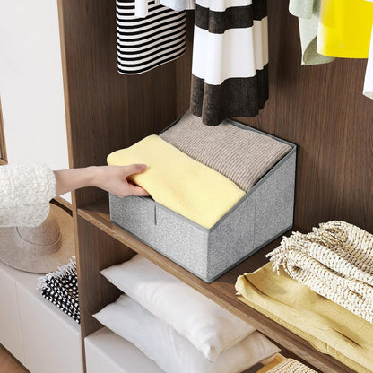 DIMJ Closet Storage Bins - 6 Pack Foldable Storage Baskets Box Fabric Storage Cubes Storage Organization Trapezoid Storage Bin (Arrow Grey)