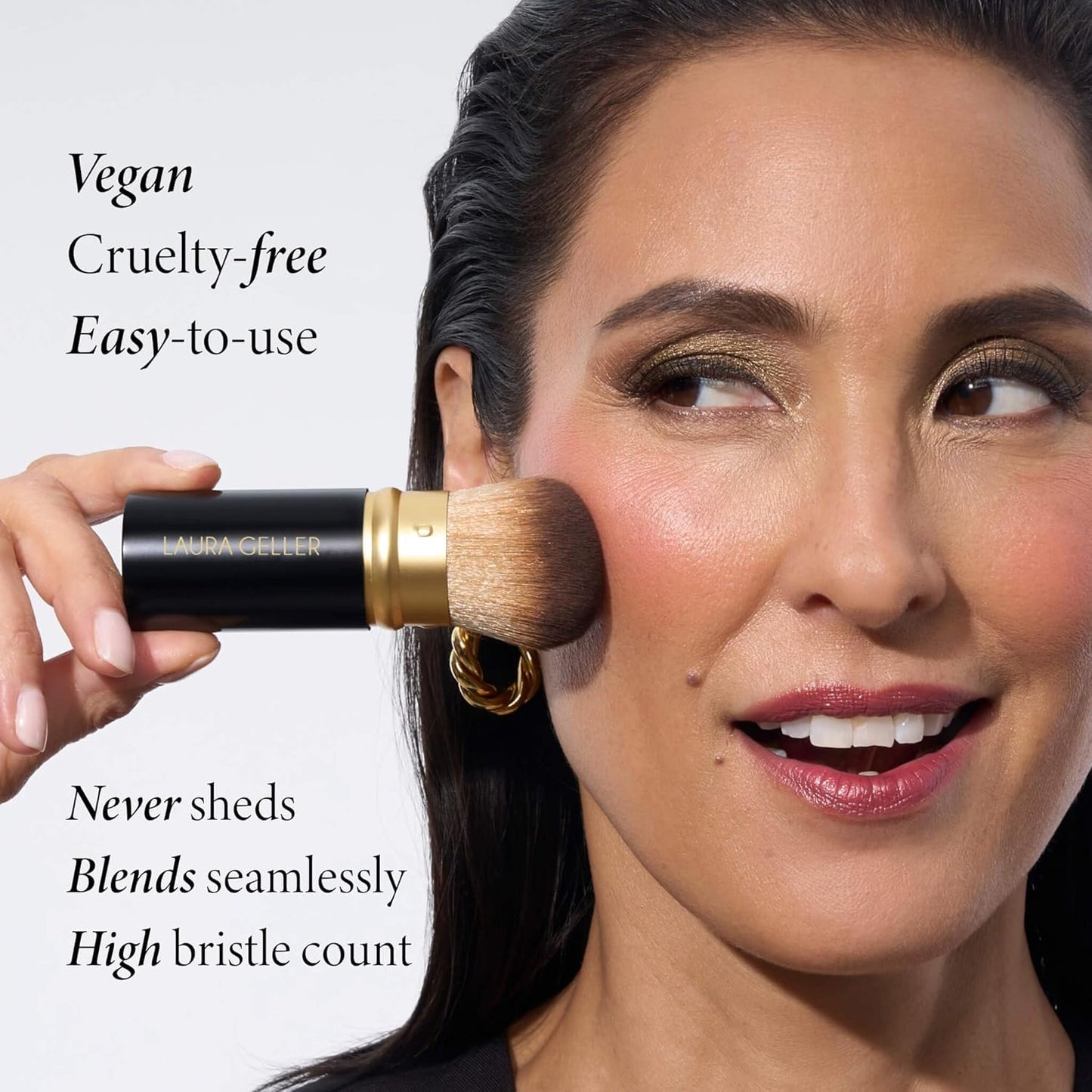 LAURA GELLER NEW YORK Dual-Ended Blush + Bronzer Brush - Blush Bronzer Contour Face Makeup Brush