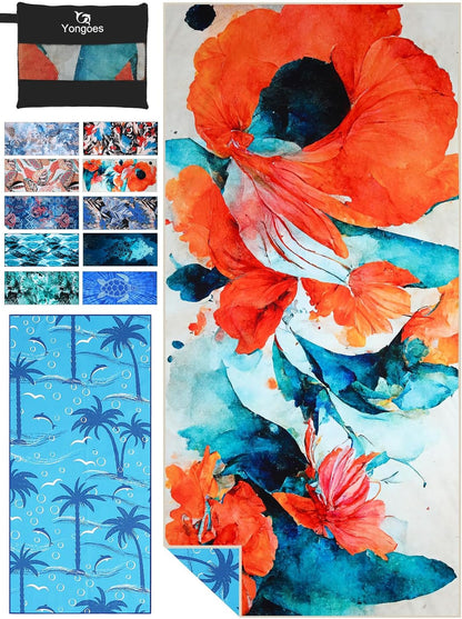4 Pack Microfiber Lightweight Thin Beach Towel Sand Free Quick Dry Super Absorbent Compact Oversized Large Towels for Swimming Pool Yoga Gym Travel Vacation Beach Accessories Essentials for Adults