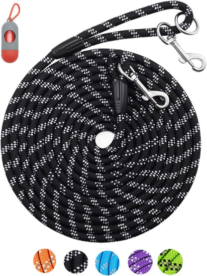 Long Rope Leash for Dog Training 10FT 16FT 30FT 50FT 100FT, Reflective Threads Check Cord Dog Leash Tie-Out Cable, Heavy Duty Dog Lead for Large Medium Small Dogs Outside Walking, Playing, Camping, or Yard
