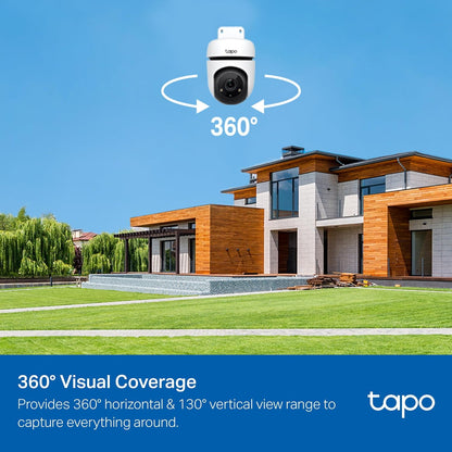 TP-Link Tapo 2K QHD Pan/Tilt Outdoor Wired Security Wi-Fi Camera, 360° Visual Coverage, Starlight Full-Color Night Vision Up to 98ft, Person/Pet/Venicle Detection,Physical Privacy Mode(Tapo C520WS)