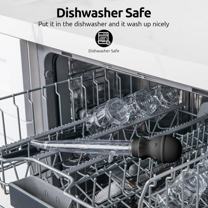 U-Taste 1.5oz Angled Turkey Baster - 228.2ºF Heat Resistant Food Grade Silicone Large Octopus Bulb Baster Set with Cleaning Brush for Cooking Basting Meat Poultry Beef Chicken (Black)