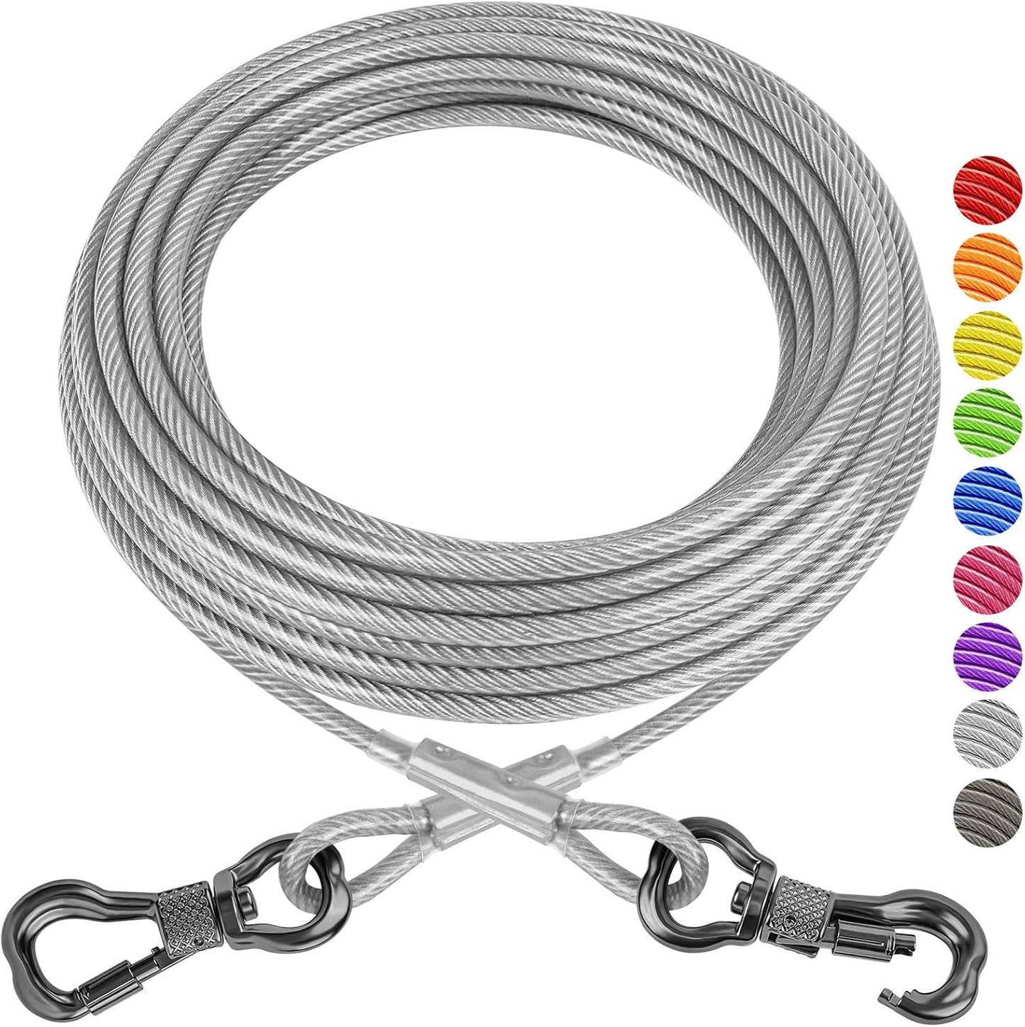 XiaZ Dog Runner Cable Dog Run Trolley Tie Out Cable Dog Chains for Outside Yard Camping Up to 250 Pound, 20 Feet