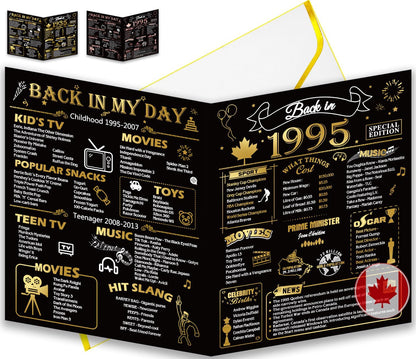 50th Birthday Card, Jumbo CANADA 25x20cm Back in 1975, Gilding Happy 50th Birthday Decoration for Woman, Men, Funny 50 Birthday Gifts for Wife, Husband, Him, Her, Mom