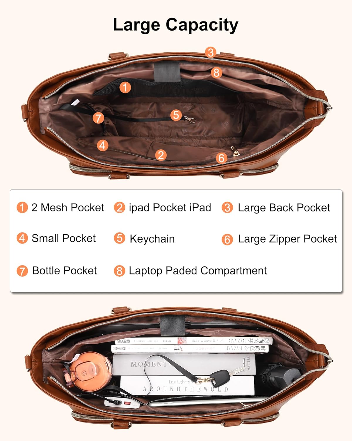 Laptop Bag for Women 17.3 Inch Laptop Tote Bag Large Work Tote Bag Waterproof Work Bag Teacher Bag with USB Charging Port Computer Tote Bag Nylon Handbag Satchel Shoulder Bag(17.3 inch, Black) - PuriLite