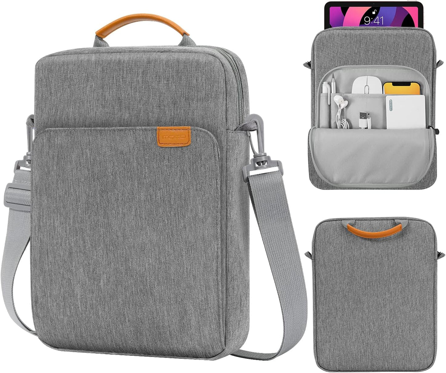 MoKo 13.3-14 Inch Laptop Sleeve Bag Fits MacBook Pro M3/M2 14" 2023, MacBook Pro 13" M2, New MacBook Air 13.6" M3/M2 2024/2022,Tab S8 Ultra 14.6",Handle Carrying Case with Shoulder Strap, Black & Gray - PuriLite