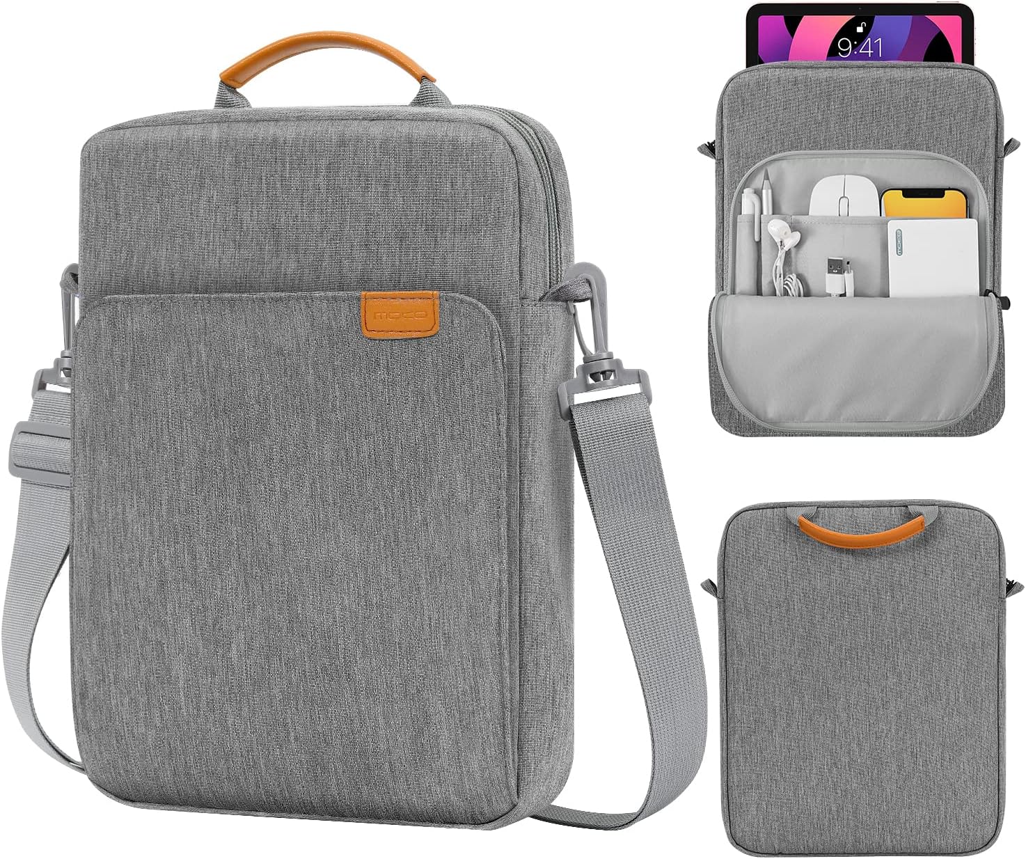 MoKo 13.3-14 Inch Laptop Sleeve Bag Fits MacBook Pro M3/M2 14" 2023, MacBook Pro 13" M2, New MacBook Air 13.6" M3/M2 2024/2022,Tab S8 Ultra 14.6",Handle Carrying Case with Shoulder Strap, Black & Gray - PuriLite