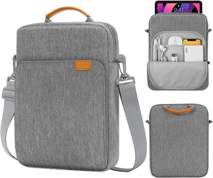 MoKo 13.3-14 Inch Laptop Sleeve Bag Fits MacBook Pro M3/M2 14" 2023, MacBook Pro 13" M2, New MacBook Air 13.6" M3/M2 2024/2022,Tab S8 Ultra 14.6",Handle Carrying Case with Shoulder Strap, Black & Gray - PuriLite