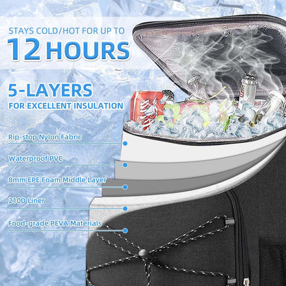 Bagtopia Camping Cooler Backpack 25 Cans, Leak Proof Insulated Thermal Bag, Beach Travel Picnic Lunch Backpack for Men Women