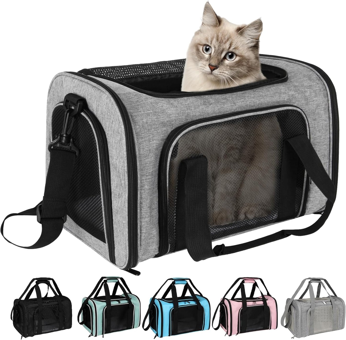 Top tasta Dog Cat Carrier Pet Carriers for Small Medium Large Cats Dogs Carrier Soft Sided Small Puppy Dog Carrier Portable Foldable Airline Approved Dog Cat Travel Carrier Grey Medium