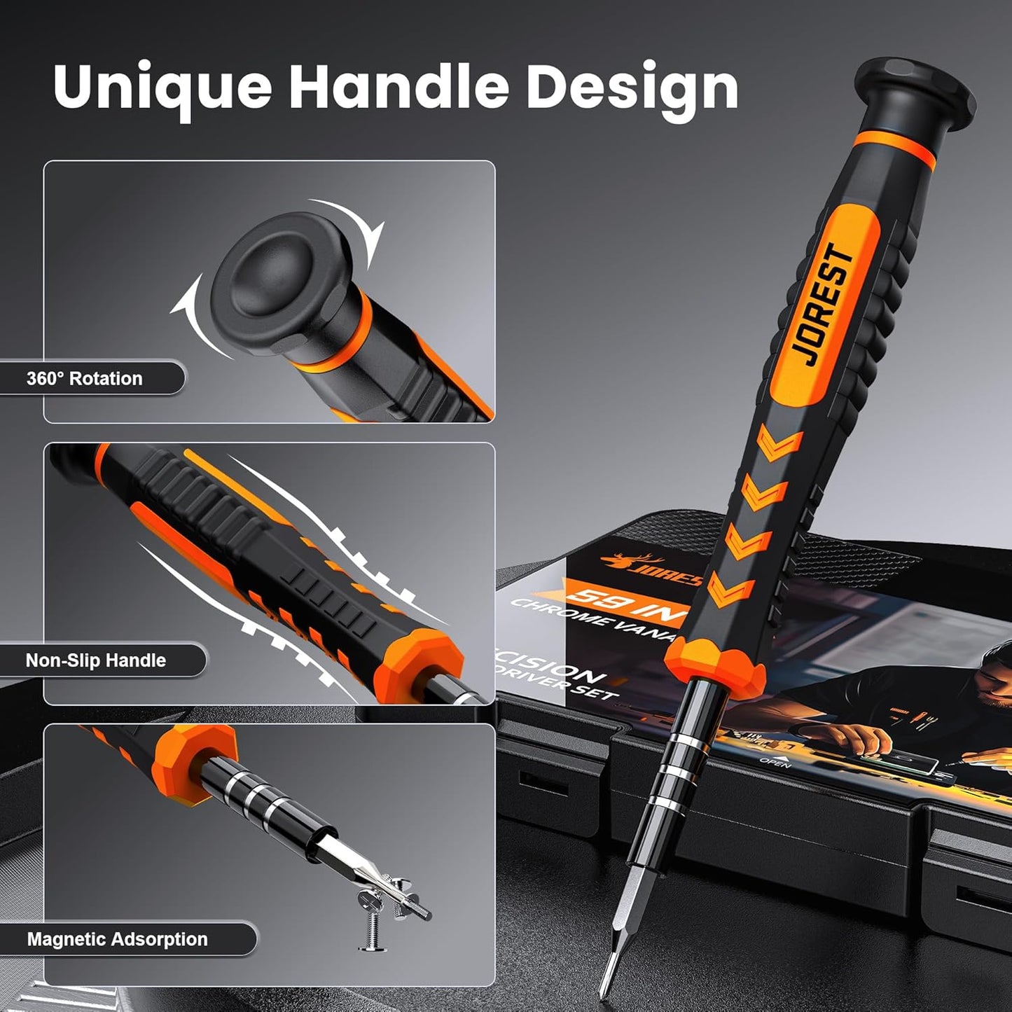 JOREST 59-in-1 Precision Screwdriver Set with Magnetic Torx Bits – Mini Electronics Repair Tool Kit - PuriLite