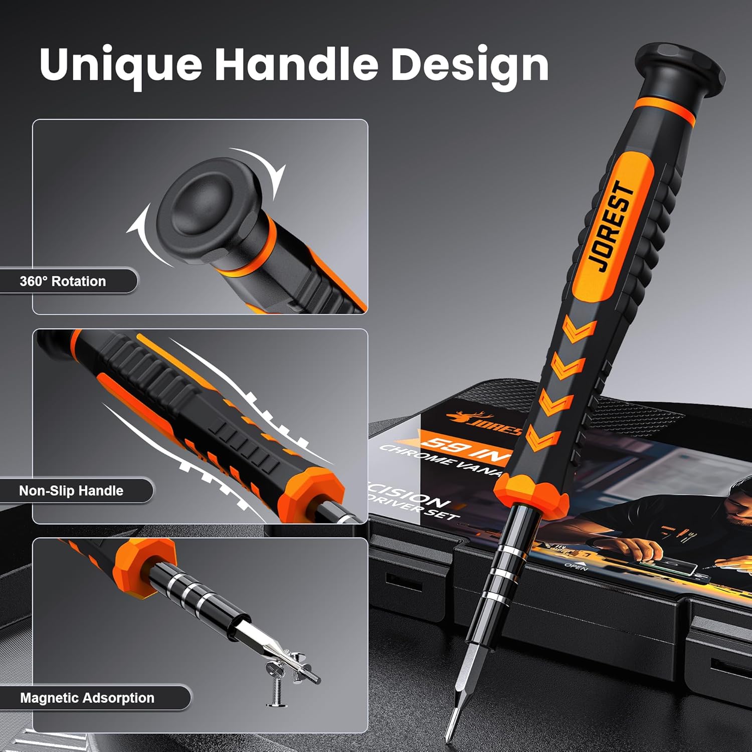 JOREST 59-in-1 Precision Screwdriver Set with Magnetic Torx Bits – Mini Electronics Repair Tool Kit - PuriLite
