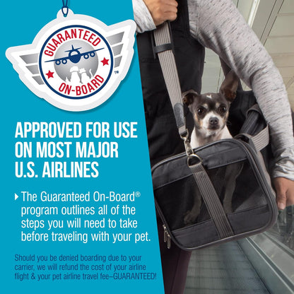Sherpa Original Deluxe Travel Bag Pet Carrier, Airline Approved & Guaranteed-On-Board - Mesh Panels & Spring Frame, Locking Safety Zippers, Machine Washable Liner - Charcoal Gray, Medium