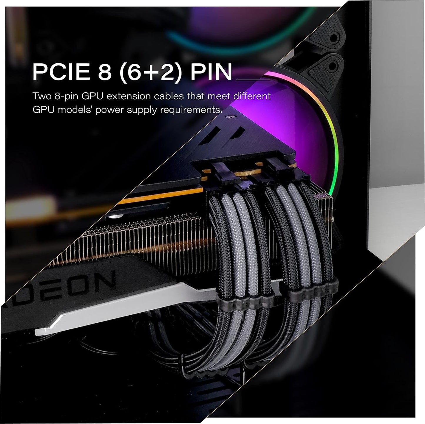 EZDIY-FAB PSU Extension Cable Sleeved Custom Mod PC Power Supply Cable, Soft Nylon Braided with Comb Kit 24PIN/8PIN to 6+2Pin/ 8PIN to 4+4PIN-30CM 300MM - All White Edition
